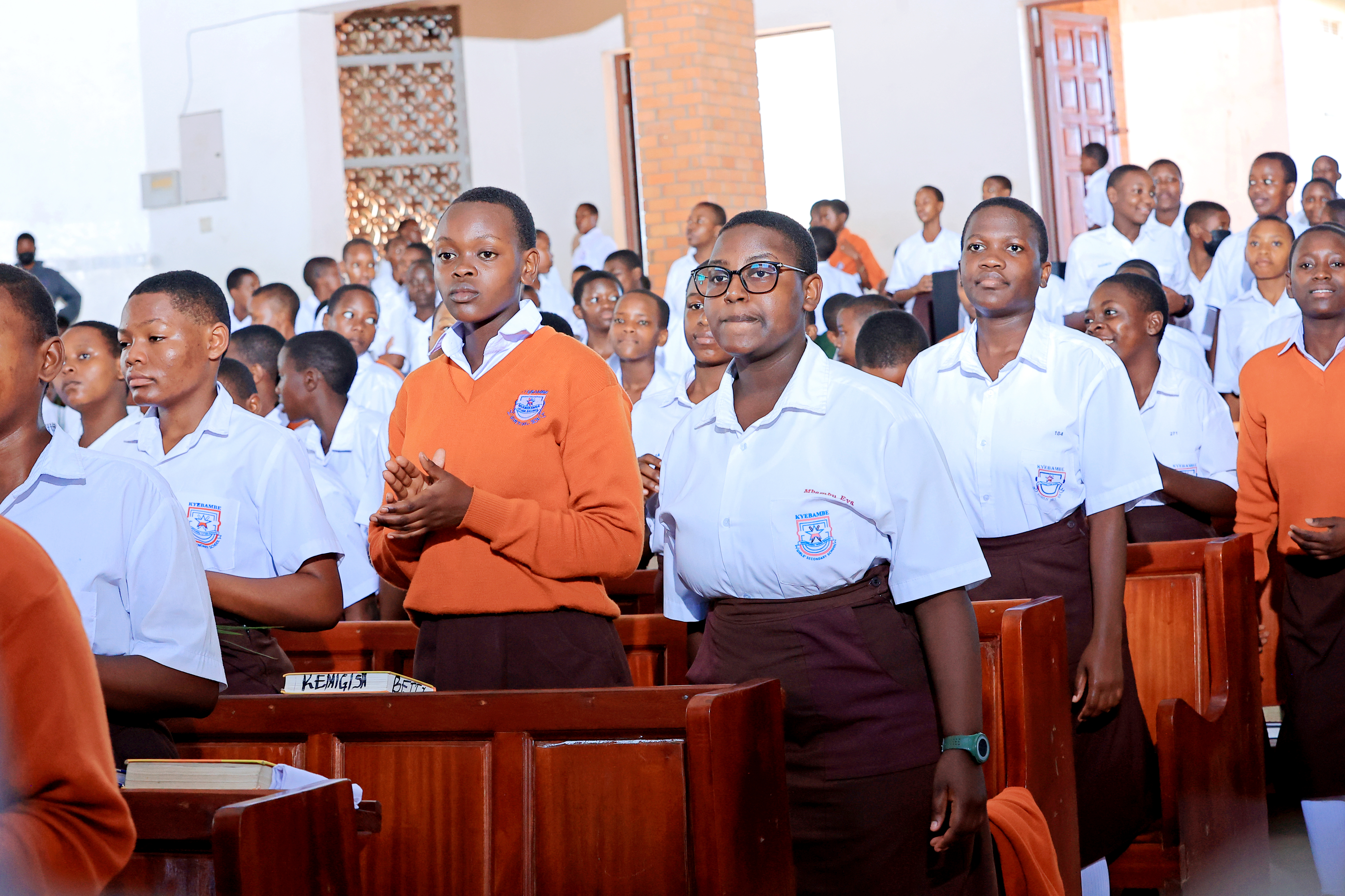 Students in chapel service